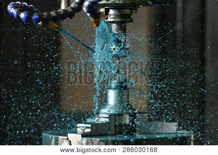 Spindle Chuck And Installed Metal Part In Pocessing On High Precision Cnc Industrial Lathe Turning M