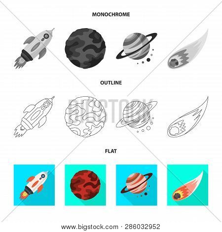 Vector Illustration Of Astronomy And Technology  Logo. Collection Of Astronomy And Sky Vector Icon F