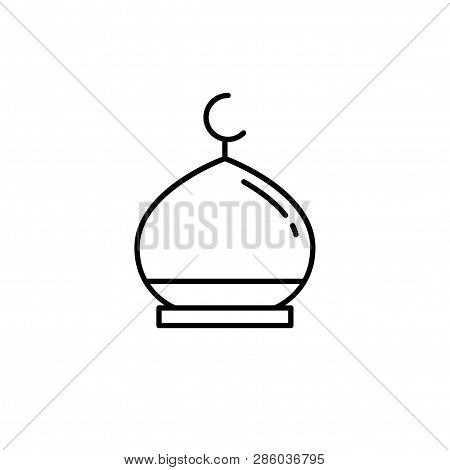 Islam Mosque Dome. Simple Monoline Icon Style For Muslim Ramadan And Eid Al Fitr Celebration.