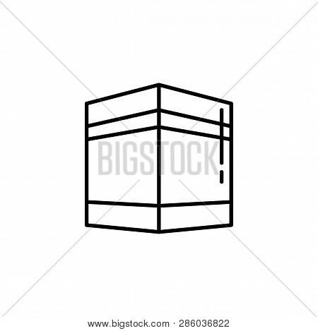 Islam Kaaba. Simple Monoline Icon Style For Muslim Ramadan, Hajj And Eid Al Fitr Celebration.