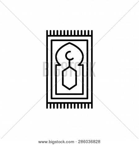 Islam Prayer Rug For Shalat. Simple Monoline Icon Style For Muslim Ramadan And Eid Al Fitr Celebrati