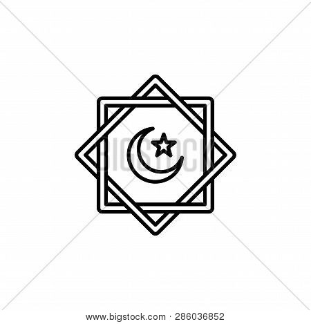 Islamic Culture Symbol With Crescent Moon And Star. Simple Monoline Icon Style For Muslim Ramadan An