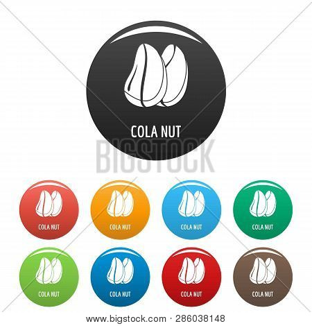 Cola Nut Icons Set 9 Color Vector Isolated On White For Any Design