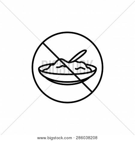 No Eat For Fasting Symbol. Simple Monoline Icon Style For Muslim Ramadan And Eid Al Fitr Celebration