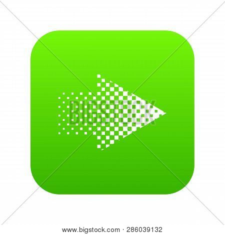 Halftone Rigth Arrow Icon Green Vector Isolated On White Background
