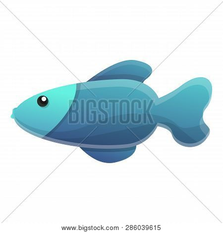 Blue Exotic Fish Icon. Cartoon Of Blue Exotic Fish Vector Icon For Web Design Isolated On White Back