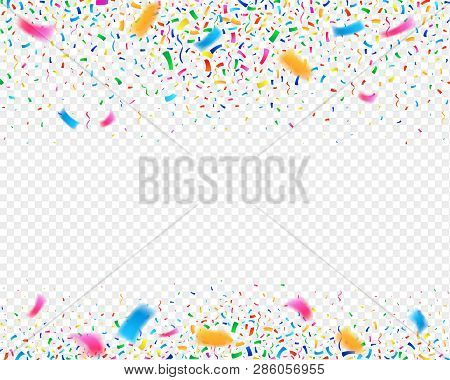 Color Confetti Carnival Party Background. Falling Confetti Ribbons. Fiesta Celebration, Birthday Or 