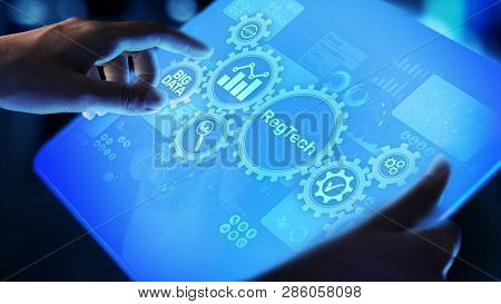 Regtech Regulation Compliance Financial Control Modern Internet Technology Concept On Virtual Screen