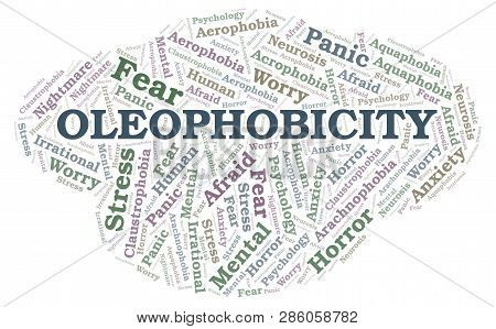 Oleophobicity Word Cloud. Wordcloud Made With Text Only.