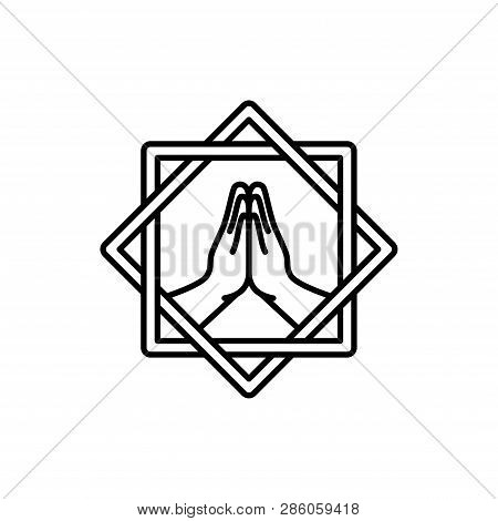 Islam Forgive Hand Symbol. Simple Monoline Icon Style For Muslim Ramadan And Eid Al Fitr Celebration