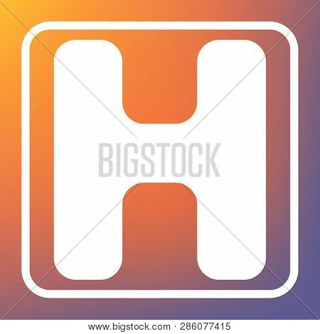 Letter H Sign Design Template Element. Vector. White Icon On Transparent Button At Orange-violet Gra