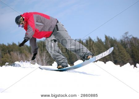 滑雪板上落