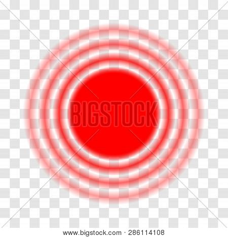 Pain Symbols. Red Circles Of Pain Isolated On A Transparent Background. Vector Illustration. Healthc