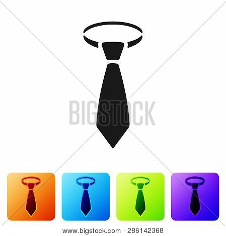 Grey Tie Icon Isolated On White Background. Necktie And Neckcloth Symbol. Set Icon In Color Square B