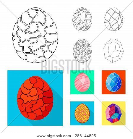 Vector Illustration Of Animal And Prehistoric Symbol. Set Of Animal And Cute  Vector Icon For Stock.