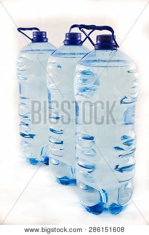 Plastic Five Litre Water Bottles Isolated