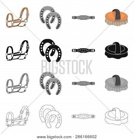 Vector Design Of Equipment And Riding Sign. Collection Of Equipment And Competition Stock Vector Ill