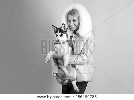 A Dog Will Give You His Heart. Happy Model With Family Pet. Sexy Woman With Dog Pet. Happy Girl With