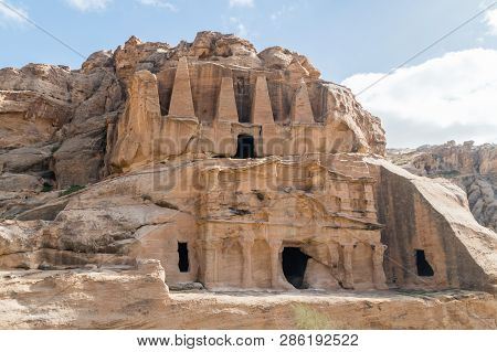Obelisk Tomb Or Bab As Siq Triclinium In Petra, Jordan. Petra Is One Of The New Seven Wonders Of The