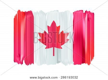 Canada Colorful Brush Strokes Painted National Country Canadian Flag Icon. Painted Texture.