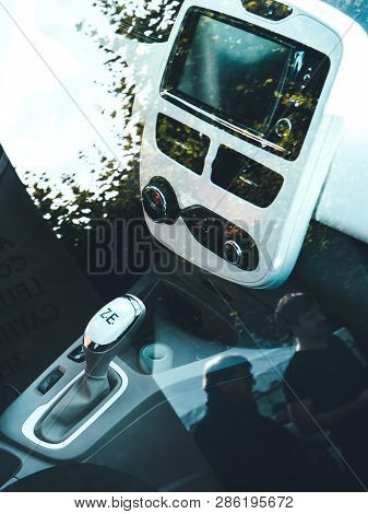 Strasbourg, France - Oct 1, 2017: Vertical Image Of Interior View Of Modern Renault Ze Zoe Electric 