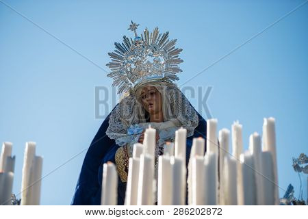 Caceres, Extremadura, Spain - April 08, 2017: The Dominican Brotherhood Of The Holy Christ Of The Vi