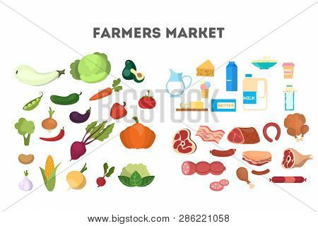 Healthy Food Set. Colletion Of Dairy Products