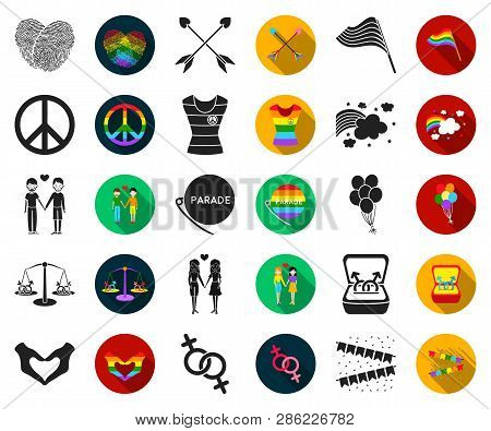 Gay And Lesbian Black, Flat Icons In Set Collection For Design.sexual Minority And Attributes Vector