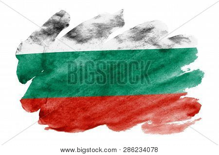 Bulgaria Flag  Is Depicted In Liquid Watercolor Style Isolated On White Background