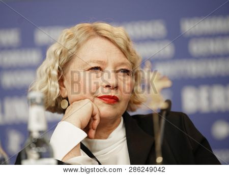Margarethe Tiesel attends the 'The Golden Glove' Press Conference at the 69th Berlinale International Film Festival Berlin on February 9, 2019, in Berlin, Germany.                                