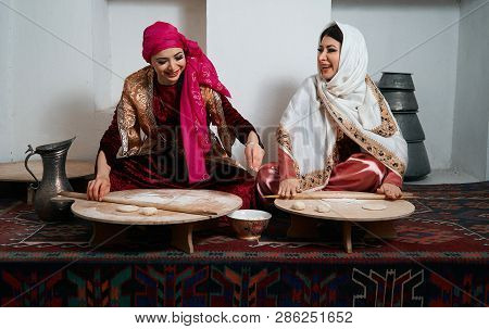 Woman Preparing Or Making Borek Or Bread Dough, Close-up