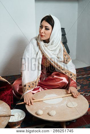 Woman Preparing Or Making Borek Or Bread Dough, Close-up