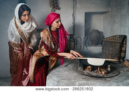 Woman Preparing Or Making Borek Or Bread Dough, Close-up