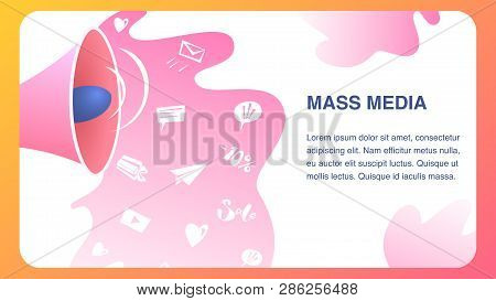 Mass Media Website Vector Flat Color Template. Television, Internet News Coverage Network Illustrati