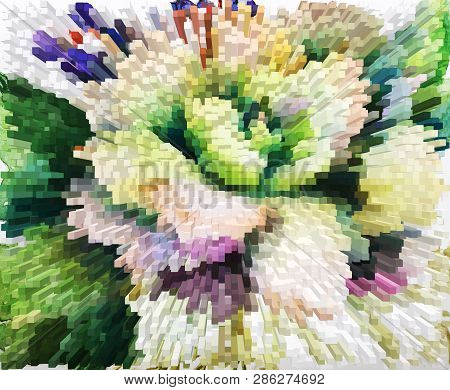 Color Extrusion Floral Background, Bright Color Abstractions, Extrusion Blocks And Pyramids. Abstrac
