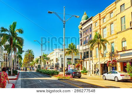 View Of The Fashionable Street Rodeo Drive In Hollywood, La.