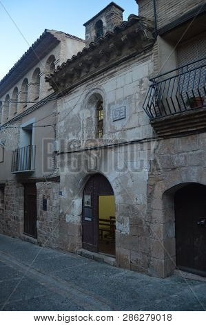 Main Facade Of The Hermitage Of Our Lady Of The Snows In Alquezar. Landscapes, Nature, History, Arch