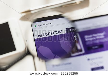 Washington, D.c., - 27 February 2019: United States Postal Service Usps Official Website Homepage Un