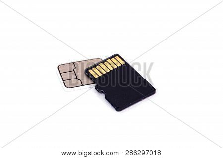 Microsd Memory Card On Micro Sim Card Isolated