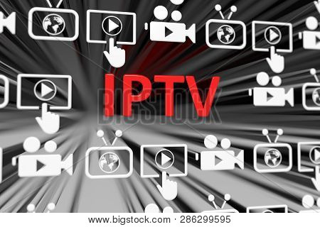 Iptv Concept Blurred Background 3d Render Illustration