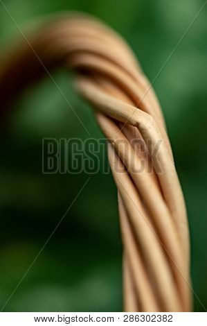 Wicker Basket. Wooden Basket. Rattan Basket. Detail Of A Rattan Basket. Wicker Surface.