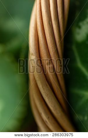 Wicker Basket. Wooden Basket. Rattan Basket. Detail Of A Rattan Basket. Wicker Surface.