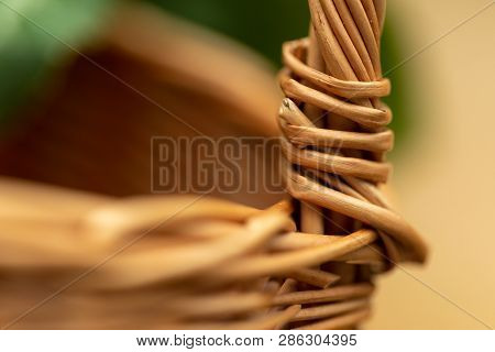 Wicker Basket. Wooden Basket. Rattan Basket. Detail Of A Rattan Basket. Wicker Surface.