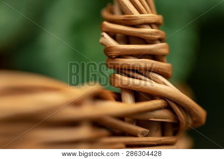 Wicker Basket. Wooden Basket. Rattan Basket. Detail Of A Rattan Basket. Wicker Surface.