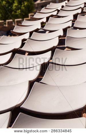 Same Ceramic Products, Stil Raw, Getting Dry On The Sun Outdoors At The Yard Of The Production. Safi