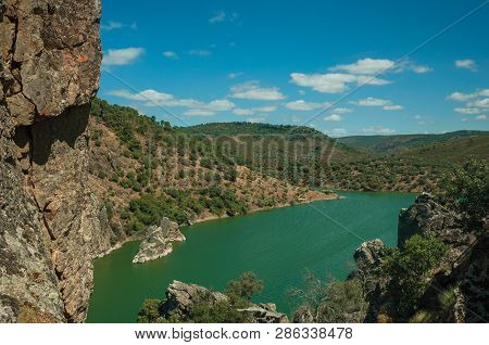 Valley With The Tagus River And Rocky Hills At The Monfrague National Park