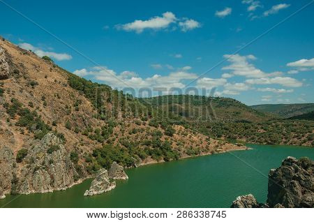 Valley With The Tagus River And Rocky Hills At The Monfrague National Park