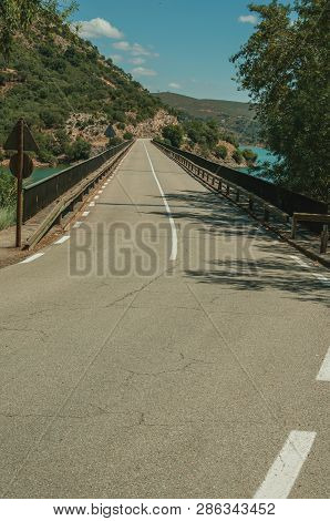 Road Passing Over Bridge On The Tagus River