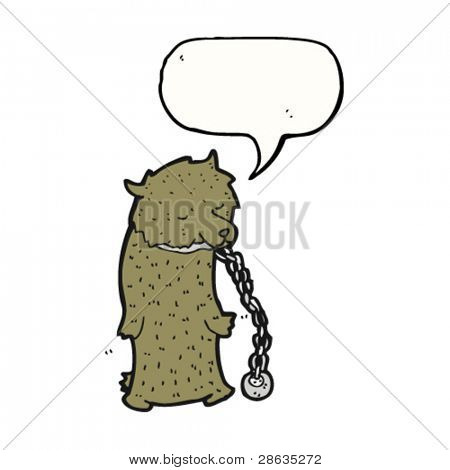 dancing bear with ball and chain cartoon