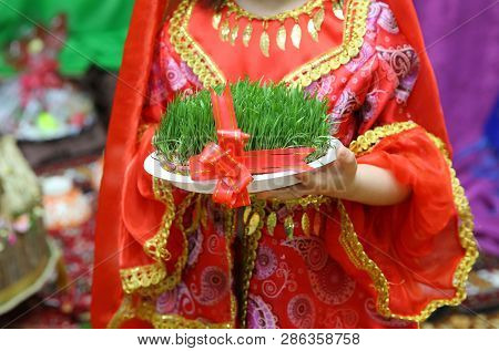 He Held His Hand In Green Semeni . Navruz Nowruz Holiday, The Spring New Year Holiday.